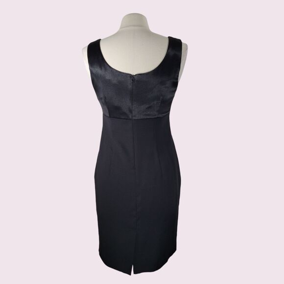 Vintage J.R. NITES Black Mini Dress Sz 6P Empire Waist Sleeveless 90s Satin S - Picture 3 of 11